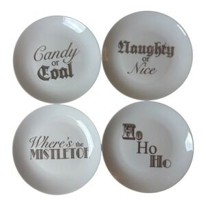 Prima Design Holiday Porcelain Appetizer Plates Set of 4 with Sayings NIB